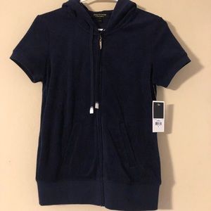 Juicy Couture Velour navy blue short sleeve zip up